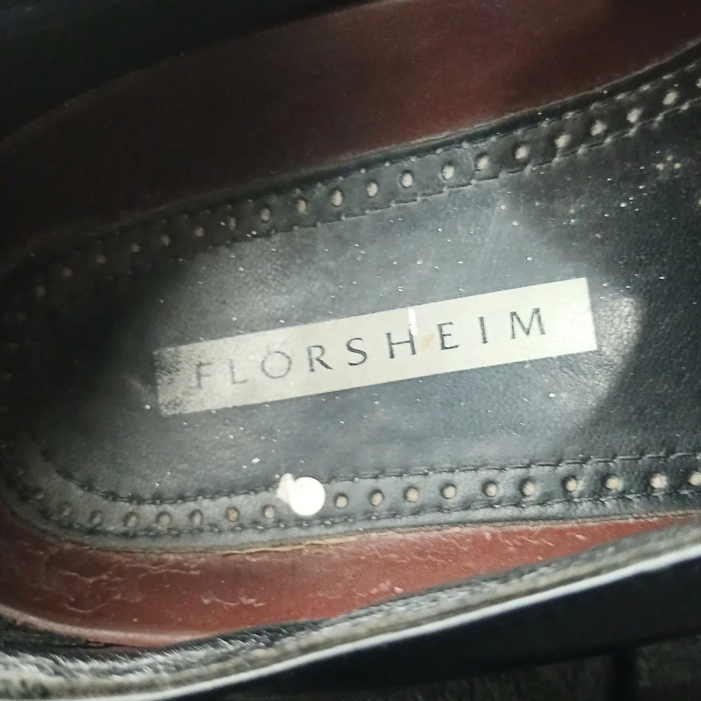 Florsheim Oxford Dress Shoes 10M Black Leather Cap Toe Brogue 20382 Formal Mens